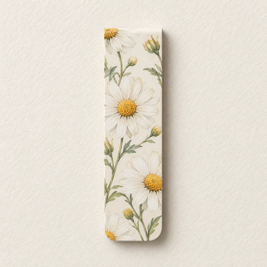 Daisy Margin magnetic bookmark, cream design