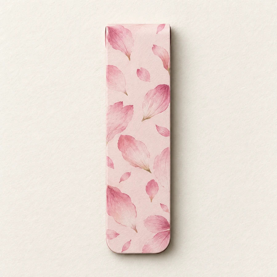 Floating Petals magnetic bookmark, pink design