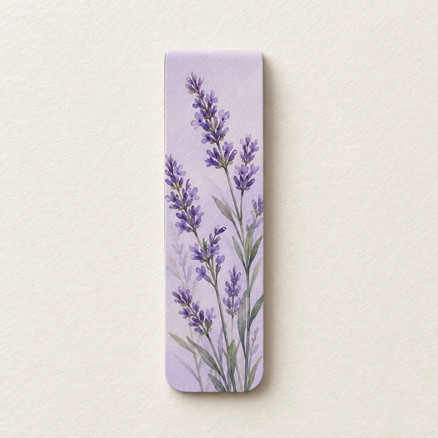 Lavender Letter magnetic bookmark, lilac design