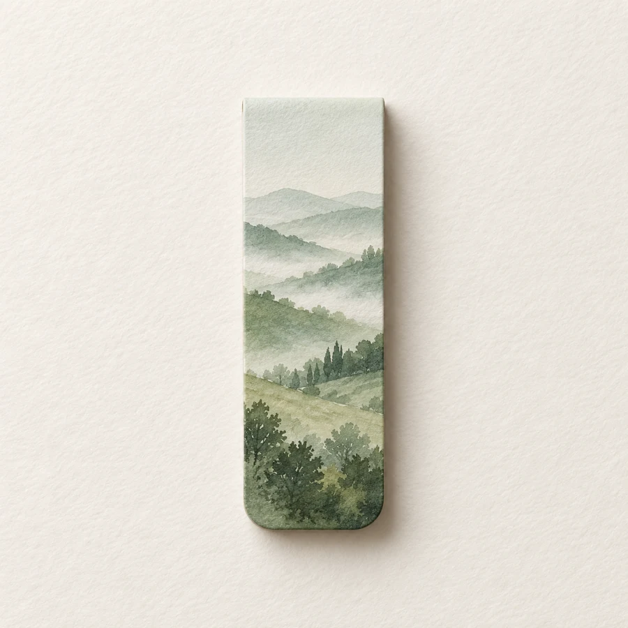 Misty Hills magnetic bookmark, green design