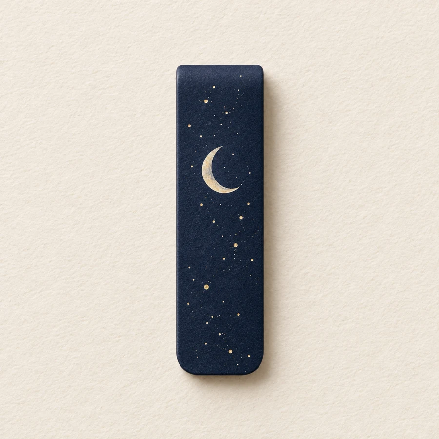 Moonlit Margin magnetic bookmark, blue design
