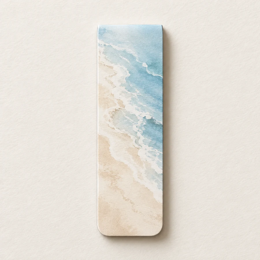 Seaside Lines magnetic bookmark, blue design